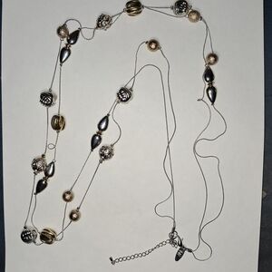 Two-Strand NY Brand Silvertone & Goldtone Metal Beaded Necklace